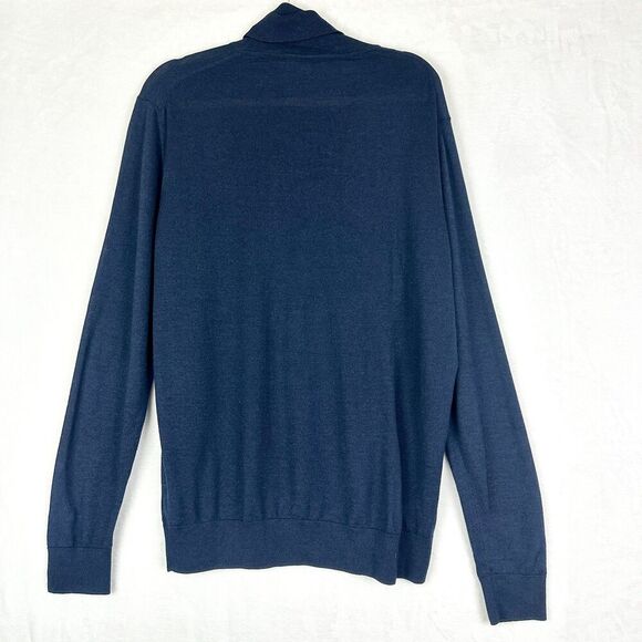 Jack Victor Montrose Wool Silk Cashmere Turtleneck Sweater Size Large Navy Blue - Picture 2 of 6